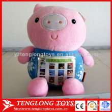 2015 new arrival pink printing pig plush toys photo frame